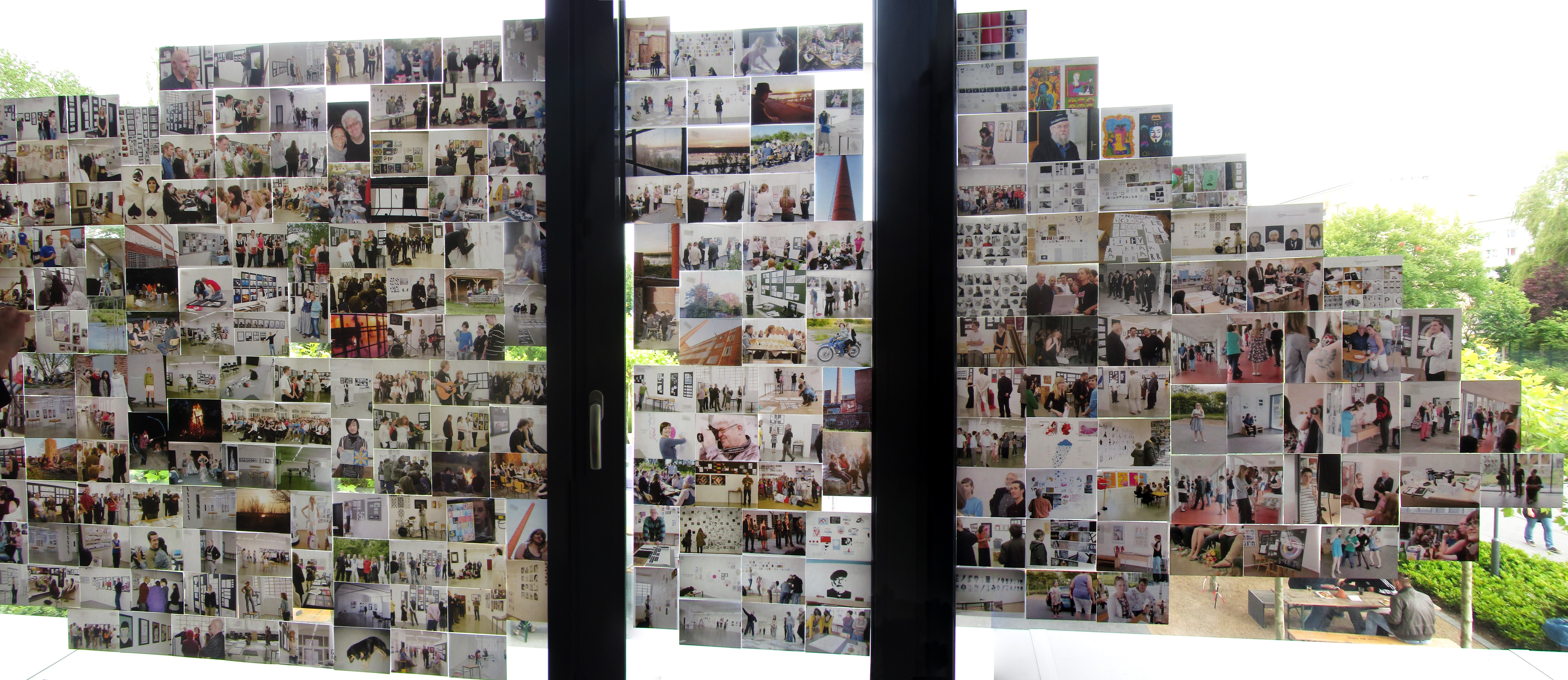 Fotowall mit Fotos aus 20 Jahre Grafik-Design-Schule in Anklam & Greifswald